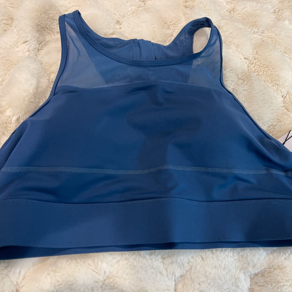 New Zyia All Star sports bra crop top in blue XXL wireless high neck